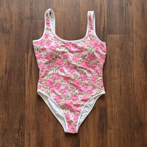 Pink Floral Women's One Piece Swimsuit